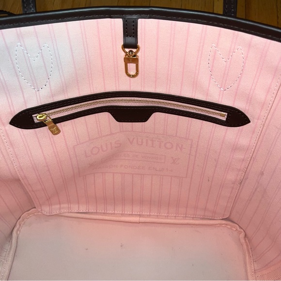 LOUIS VUITTON DAMIER EBENE NEVERFULL MM TOTE ROSE BALLERINE - Picture 9 of 16